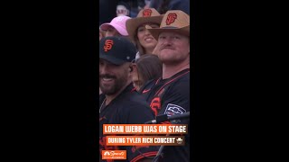 Logan Webb was on stage during the Tyler Rich concert 🤠  NBC Sports Bay Area [upl. by Ynatsyd]