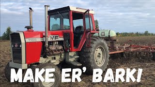 Massey Ferguson 1155 vs 28’ field cultivator That’ll make it work [upl. by Alled]