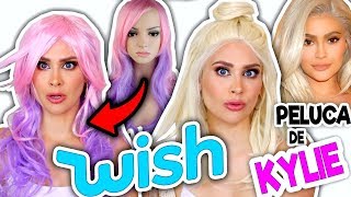 PROBANDO PELUCAS BARATAS DE WISH 😱 ¿La Peluca de KYLIE JENNER [upl. by Osmo]