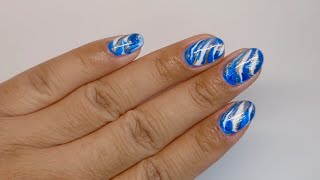 Blue and white tie dye nails nailsnailsnails naildesigns nails summernaildesigns [upl. by Broddie]