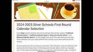 20242025 Silver Schools Calendar Selection Process [upl. by Akerehs]