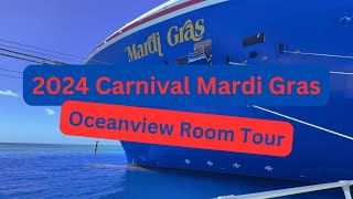 2024 Carnival Mardi Gras Oceanview Room Tour  Room 5264 [upl. by Einon]