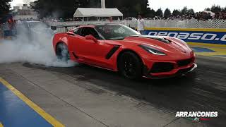 Corvette ZR1 vs Challenger Hellcat  Arrancones Pegaso Febrero 2019 [upl. by Jereme579]