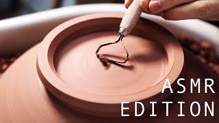 Throwing and Trimming a Large Indented Stoneware Bowl — ASMR Edition [upl. by Ynalem]