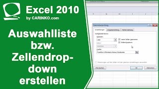 MS Office Excel Auswahlliste bzw Zellendropdown erstellen einfach erklärt  carinkocom [upl. by Sugirdor2]