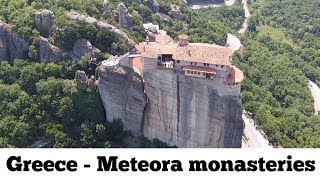 Meteora monasteries quotmiddle of the skyquot Metéora Greek Μετέωρα Drone Aerial Video  Greece [upl. by Sana]