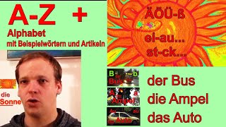 Alphabet und Wörter mit Artikeln und Bildern  Deutsch A1  Alphabetisierung DaFDaZ kostenlos [upl. by Marline76]