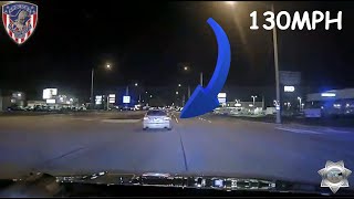 Dashcam Stolen Hyundai Hits 130mph in Chicagoland Chase [upl. by Ynaittirb]