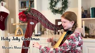 Holly Jolly Christmas Harp 12yearold harpist [upl. by Adroj]