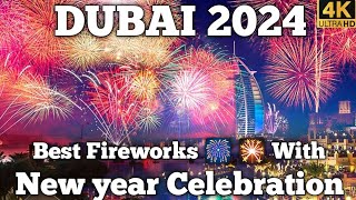 New year Celebration 2024  Dubai fireworks 2024  Burj khalifa fireworks 2024 [upl. by Camarata]