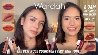 wardah glasting liquid lip 8 jam wear test amp all shades swatches [upl. by Llevrac728]