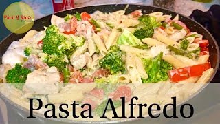 Como Hacer Pasta Alfredo con Pollo y Camarones 🍝  Receta Pasta Alfredo [upl. by Sevy]