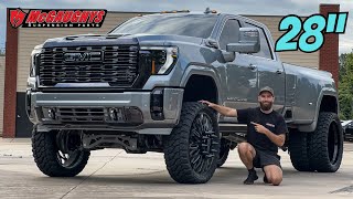 From Stock to Shock Upgrading the GMC Denali Ultimate Dually with 28” JTX and 9” McGaughys [upl. by Virgilia]