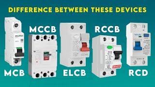 Difference between MCB MCCB ELCB RCCB RCBO RCD and MPCB  Electrical Protection Devices [upl. by Chamberlin]