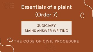 Essentials of a plaint  CPC  Mains Answer writing  Judiciary exam [upl. by Claudie283]