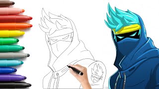 How To Colour Ninja Fortnite Skin Drawing  Fortnite Ninja Skin Coloring DrawingColouringShorts [upl. by Llennej]