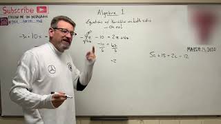 Algebra 1 Lesson 17  Solving Equations with Unknowns on Both Sides [upl. by Min508]