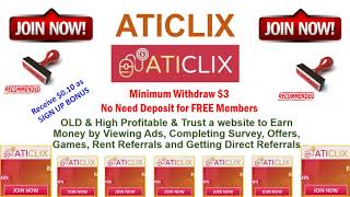 ATICLIX  Earn Money Online over 200 Daily  FREE MAKE MONEY ONLINE  PTC Site makemoneyonline [upl. by Earleen]