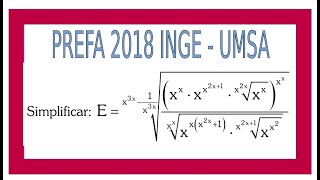 TEORÍA DE EXPONENTES  SIMPLIFICACIÓN DE EXPRESIONES ALGEBRAICAS  PREFAS 2018 UMSA INGENIERÍA [upl. by Blanca898]