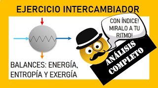 EJERCICIO INTERCAMBIADOR DE CALOR BALANCES DE ENERGÍA ENTROPÍA EXERGÍA Y RENDIMIENTO EXERGÉTICO [upl. by Welcher394]