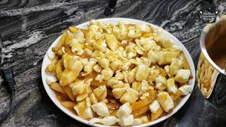 Making Poutine for snack  Bothwell Squeakrs cheese curds  ClubHouse Poutine Gravy mix [upl. by Yrotciv]