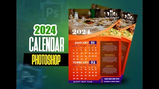 How to Design A 2024 Calendar in Adobe Photoshop  Wall Calendar Stepbystep easy tutorial [upl. by Mandel361]