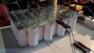 Capacitor bank 113kJ 350V discharge test  Featured on Hacked Gadgets [upl. by Asiole]