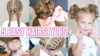 TODDLER GIRL EASY CURLYWAVY HAIRSTYLES  RUBBERBAND UPDO amp SPACE BUNS [upl. by Fusco817]