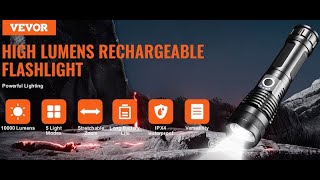 VEVOR 10000 Lumen Rechargeable Flashlight  👇 Discount Code in Notes 👇 [upl. by Beach]