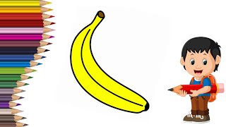 How to Draw Banana 🍌 Step by Step Easy 🍌 for Kids [upl. by Ellehcsor]