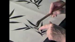 How to paint Black Ink Bamboo leaves in Sumie Chinese Brush technique [upl. by Miculek]