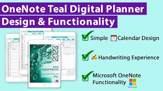 OneNote Teal Digital Planner Design amp Functionality [upl. by Acus670]