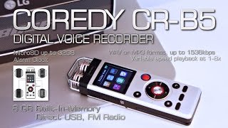 Coredy CRB5 Digital Voice Recorder Review 8GB BuiltIn Memory FM Radio USB  by s7yler [upl. by Panaggio841]