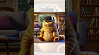 an overweight cat experiences virtual reality cat aiimages funnyvideo funny cute [upl. by Gibbeon]