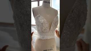 Making a corset V neck beaded floral bridal gown dress hautecouture fashion fashionblogger [upl. by Gnilyam]