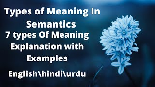 Types of Meaning in Semantics  7 types of Meaning Explanation with Examples  English\hindiurdu [upl. by Ader]