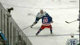 Aaron Rome hipchecks Sean Avery [upl. by Mercier21]