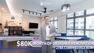 Newest 5rm flat next to Buangkok MRT with Designer Reno  Compassvale Bow  Singapore Home Tour [upl. by Kenelm]