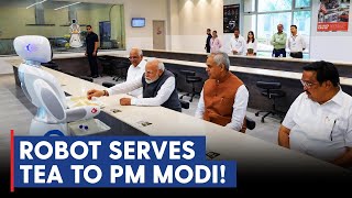 PM Modi visits fascinating Robotics Gallery at Gujarat Science City [upl. by Anoirtac293]