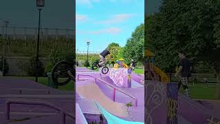 Weak crankflip Disaster Footjam 270 attempt bmx bmxtricks skatepark havefun [upl. by Tewfik]