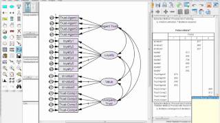 Model fit during a Confirmatory Factor Analysis CFA in AMOS [upl. by Datnow177]