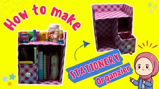 How to Make Stationery Organizer Easy Cardboard Idea craftyRosa [upl. by Ahsinnod243]