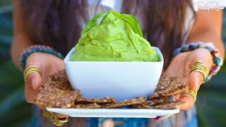 The BEST Creamy Basil Avocado Kale Dip EVER [upl. by Werdnaed]