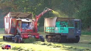 Gras hakselen in nat natuurgebied met pistenbullys [upl. by Kariv]