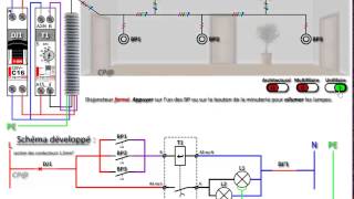 Le schéma de raccordement dune minuterie avec effet circuit déclairage interacti [upl. by Ybrek896]