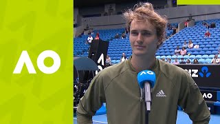 Alexander Zverev quotYou just gotta win the matchesquot 1R oncourt interview  Australian Open 2021 [upl. by Ariella]