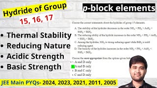 Hydride of Group 15 16 17  pblock elements  pblock elements Hydrides [upl. by Ellicec]