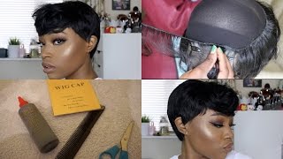 DIY  HOW TO MAKE A PIXIE WIG EASY STEPS  NIA LONG 90S INSPIRED LOOK WOC [upl. by Kling]