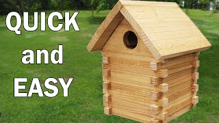 Making a Log Cabin Birdhouse with 1 Board [upl. by Aibun934]