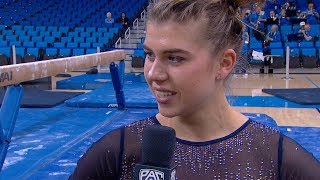 UCLA womens gymnastics Pauline Tratz describes energy in exhibition lessons shes carrying [upl. by Russell]